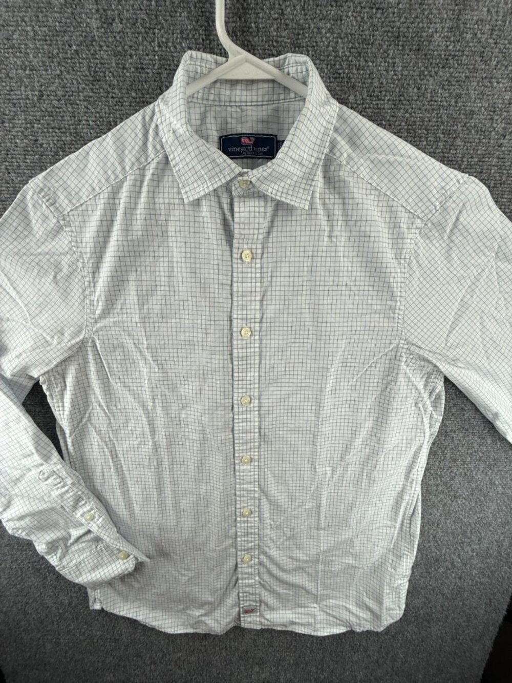 Vineyard Vines Small Check Cotton Spandex White Mens Casual Button Up Woven